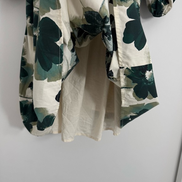Abercrombie & Fitch Emerson Poplin Puff Sleeve Mini Dress Green Floral Sz M Tall - Picture 8 of 15